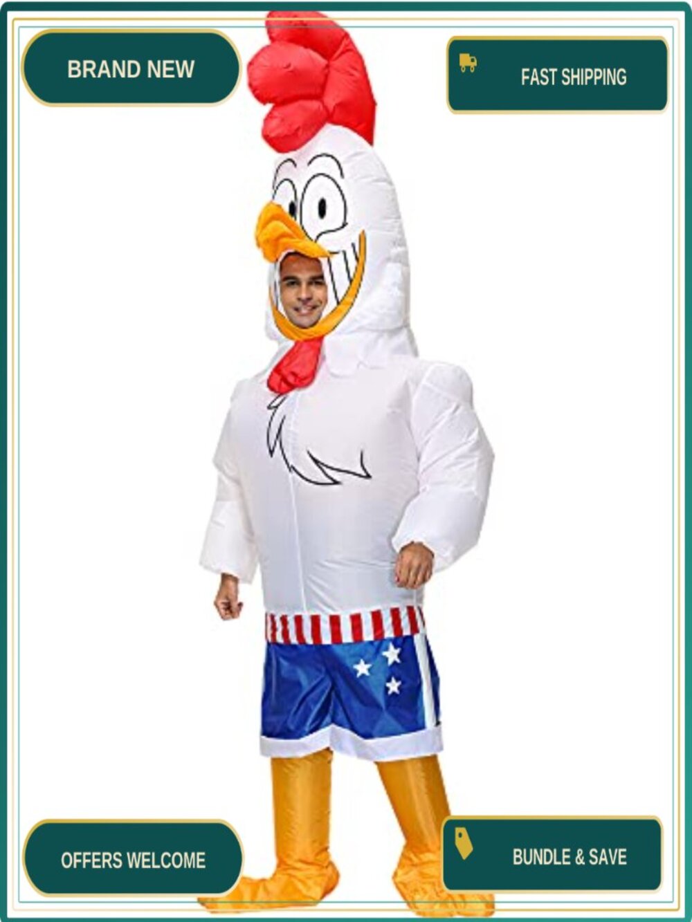 Inflatable Chicken Costume Adult Unisex Blow Up Halloween Cosplay Suit